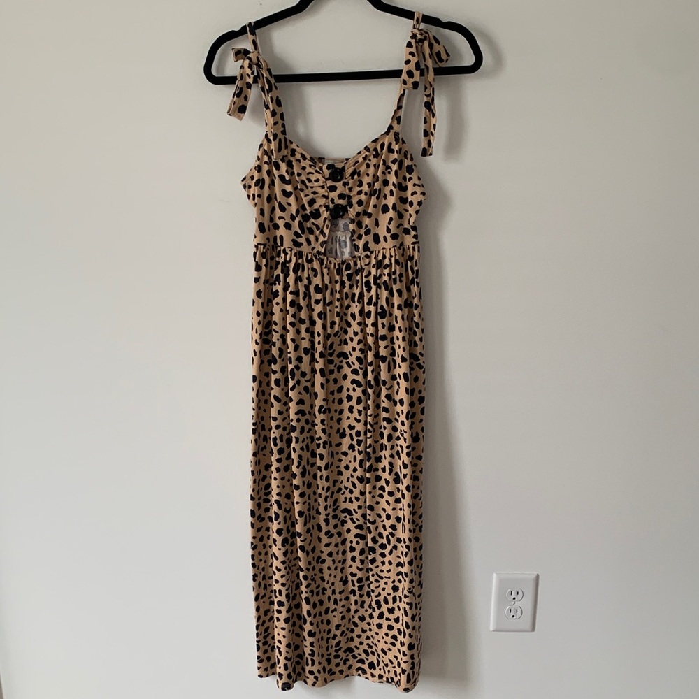 ASOS Beige and Black Animal Print Dress midi size 4 NWOT knit